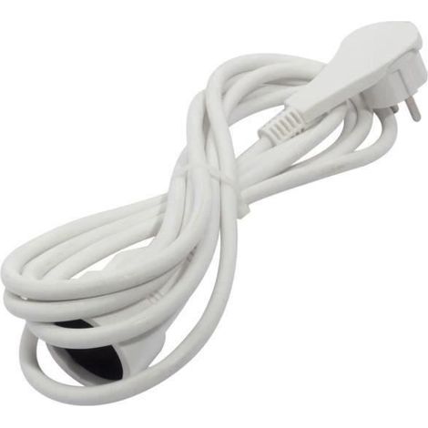 Prolongateur Schuko fiche plate 3m - Blanc - Chacon (1/2)