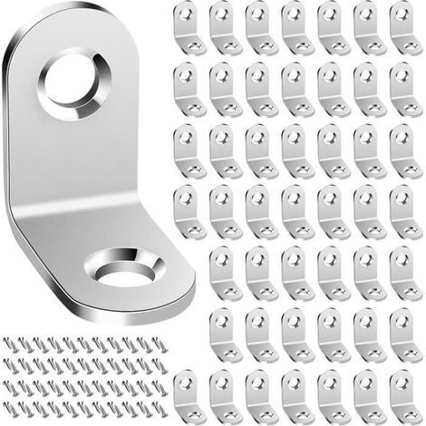 50Pcs Équerre de Fixation Metal Equerre Metal 20x20MM Petite Équerre de Fixation Inox Equerre Etagère Murale Metal Angle Droit (1/4)