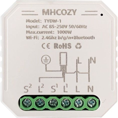 Interrupteur Module Volet Roulant Connecté, Commutateur Rideau Stores WiFi, Compatible avec Commande Vocale, contrôle de pourcentage synchronisation (1/5)