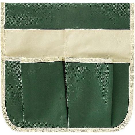 Gestreifter Gartenhocker mit Aufbewahrungstasche für Gartengeräte, grün-beige, 32 x 31,5 cm