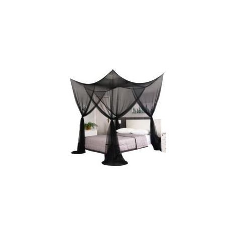 Mosquitera de cama 190 x 210 x 240 cm – 4 aperturas – Poliéster negro – Instalación rápida con ganchos ajustables - NEGRO 190 X (1/5)