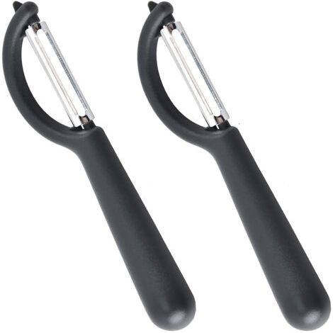 Pelador universal (paquete de 2), pelador giratorio de acero inoxidable negro - Crezuo