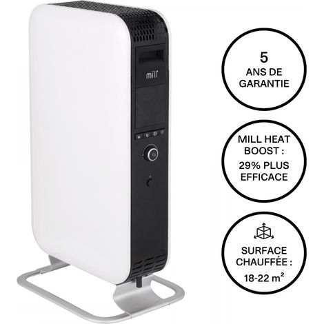 Radiateur bain d'huile 1500W – Technologie Mill Heat Boost – Chaleur douce sans assèchement – Programme jour/nuit pour économies d'énergie