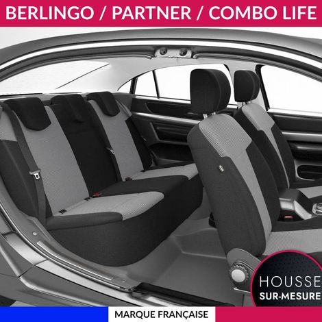 Housses de siège sur mesure pour PARTNER / BERLINGO / COMBO LIFE (dès 09/2018) 5 sièges séparés Housse Voiture / Auto (1/5)