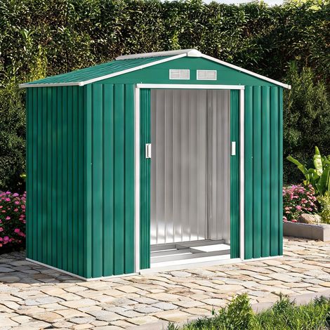 Abri de jardin verde en aço Galvanizado e PP 213 x 130 x 185 cm (1/5)