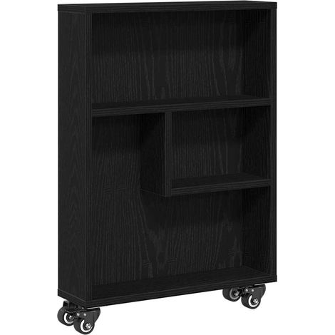Carrito de Almacenamiento Estrecho Roble negro 48 x 13 x 68 cm vidaXL