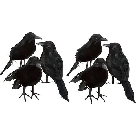 Corbeaux artificiels décoratifs pour Halloween, avec plumes, oiseau noir (1/5)