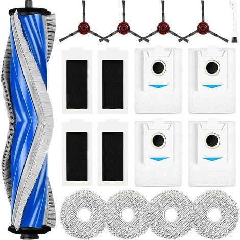 Lot de 18 Accessoires pour Robot Aspirateur Ecovacs Deebot T30S, 1 Brosse Principale, 4 Sacs à Poussière, 4 , 4 Filtres, 4 Brosses Latérales, 1 Brosse de Nettoyage (1/5)