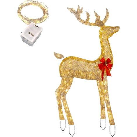 Cerf de Noël illuminé pour l'extérieur,Décorations d'hiver Scintillantes de Renne de Noël pour l'extérieur (1/5)