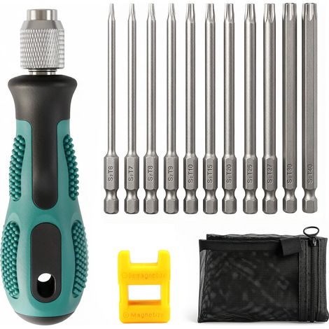 Lot de 12 embouts Torx longs T6-T40, tige hexagonale 1/4" pour visseuse (1/5)