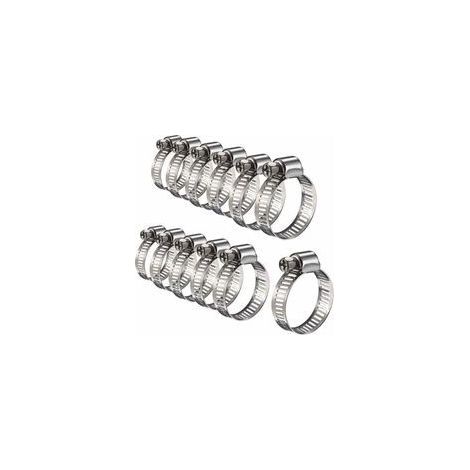 12 Pezzi di Fascette Stringitubo Regolabili in Acciaio Inox, Pinze per Tubi, Clip di Fissaggio (16 - 25 mm) (1/4)