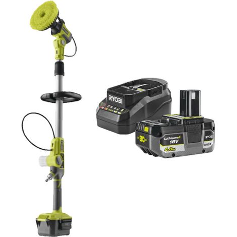 Brosse motorisée télescopique RYOBI 18V One+ RWTS18 - Batterie 4,0Ah et chargeur (1/5)