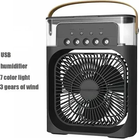 Humidificateur portable 3 en 1, ventilateur, mini climatiseur USB, mini ventilateur, veilleuse LED, brumisateur d'eau, rafraîchisseur d'air amusant pour la maison (FMY)-AquaForge (1/5)