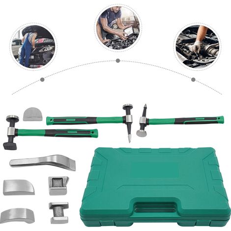 YISSALE – Kit d'outils de débosselage de carrosserie 9 pièces avec marteau à boisseau sphérique, jeu de marteaux pour réparation de dents sans peinture sur voiture et moto (1/5)