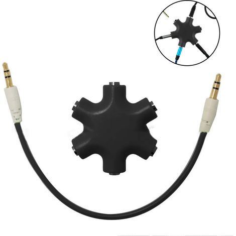 Conector divisor de audio para múltiples auriculares, cable divisor de audio estéreo de 3,5 mm, adaptador divisor para auriculares hembra. Compatible con iPhone, iPad, Samsung, Xiaomi...
