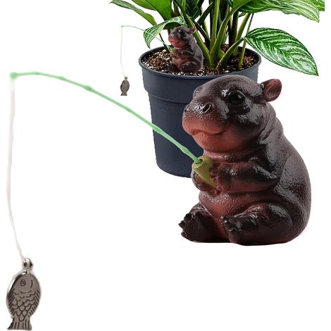 Figurine d'hippopotame - sculpture animale - design de pêche - pour bureau (1/5)