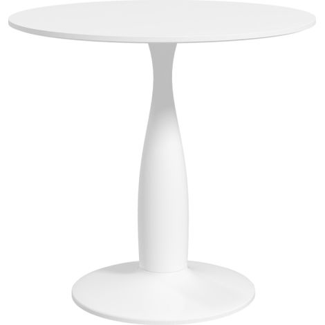 Modern Round Dining Table with Steel Base and Non-Slip Foot Pads,Space-Saving Design for Small Dining Rooms