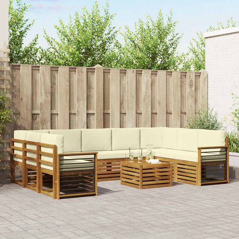 Sofagarnituren 10 pcs Natur und Creme Massivholz Akazie