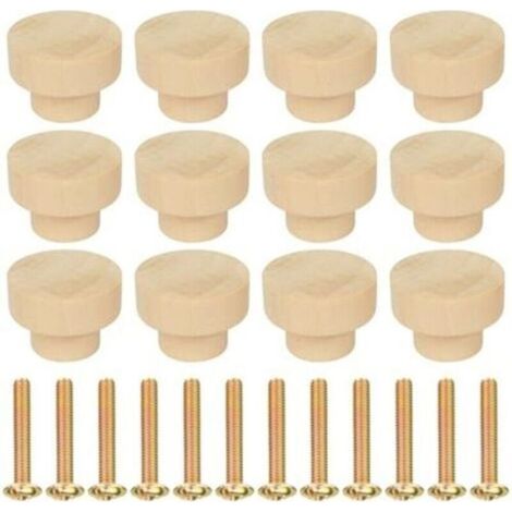 12pcs Poignée Meuble en Bois, Rond Boutons de Meuble, Boutons de Portes pour Placards, 35 mm Poignet de Tiroir, pour Décoration D'intérieur, Placard, Penderie, Tiroir, Armoires de Cuisine (1/4)