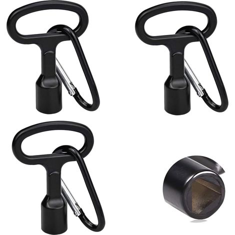 3 Pièces Cle Triangle, 8 mm Clé Triangle Poubelle avec Mousqueton, Clé Triangulaire en Métal pour Bac de Tri Compteur Electriques (1/5)