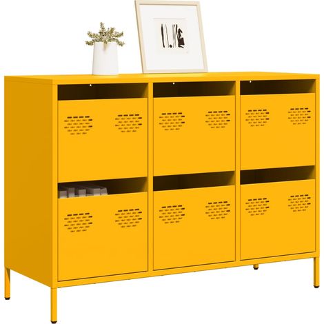 Sideboard Senfgelb 101,5x39x73,5 cm Kaltgewalzter Stahl