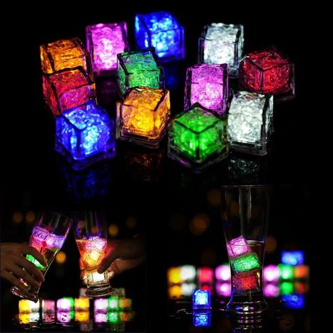 12 LED-Eiswürfellichter,LED-Eiswürfel für Getränke,blinkende Eiswürfellampe,leuchtende Eiswürfel,LED-Eiswürfelform für Getränke (1/5)