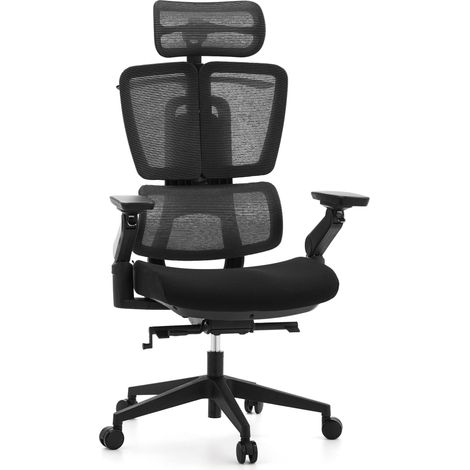 Bürostuhl / Chefsessel ERGO U2 FLEX3 Sitz Stoff / Rücken Netz schwarz hjh OFFICE (1/5)