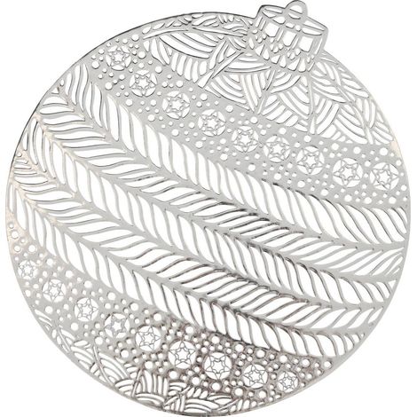 Tischset Weihnachtskugel silber 38cm - Feeric lights & christmas