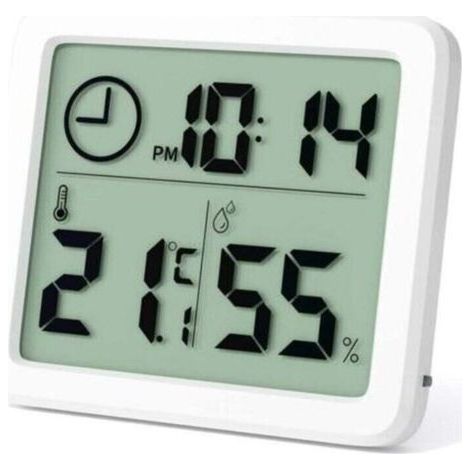 Mini thermomètre intérieur numérique, XU, Hygromètre portable professionnel à grand écran avec horloge. Thermomètre de mesure blanc précis, Pour maison, Chambre de bébé, Bureau, Serre. - (1/4)