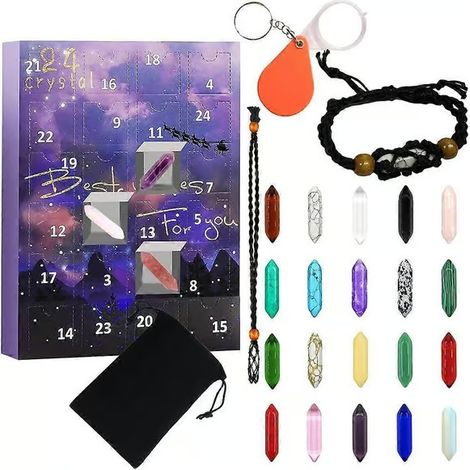 Calendrier de l'avent Collection Rock 2026, kit de cadeaux en pierre naturelle, méditation, cadeaux de Noël, cadeaux du Nouvel An pour enfants et amis, couleur PU RPLE (1/5)