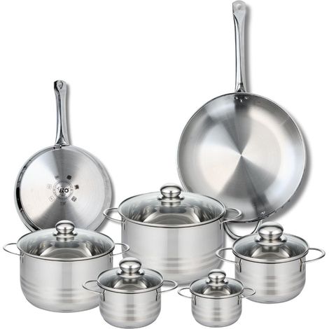 Ensemble de 2 Poêles de cuisson 24 et 32 cm et 5 faitouts 12, 14, 16, 20 et 24 cm Elo Profi Brillant (1/5)