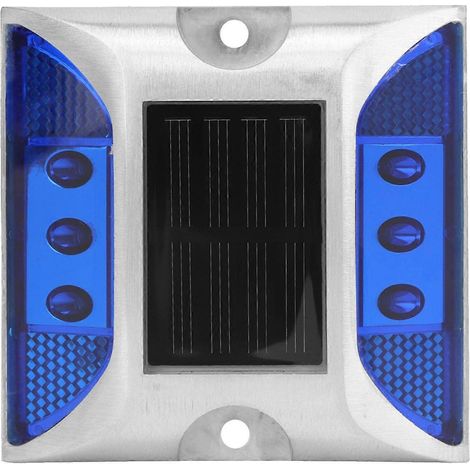 Balises solaires de signalisation au sol à LED bleues, étanches IP65, en aluminium moulé, visibilité 1000 m (1/5)