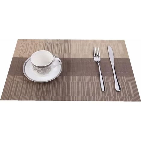 Set mit 6 abwaschbaren PVC-Tischsets, modern, hitzebeständig und rutschfest, für Küche und Esszimmer, 45 x 30 cm (grau-weißer Farbverlauf)