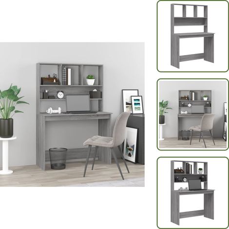 Mensole - vidaXL Scrivania Mensole Grigio Sonoma 102x45x148 cm Legno Multistrato - Mobili per ufficio