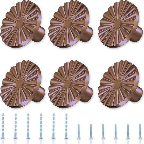 6 boutons de tiroir ronds en alliage de zinc, bronze rouge, pour armoires de cuisine, salle de bain ou chambre. (1/5)