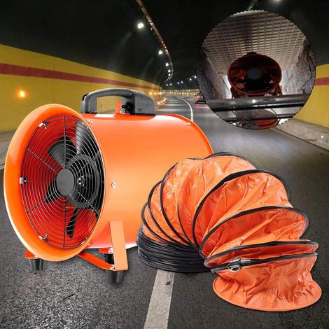 Ventilatore da cantiere ø250 mm, ventilatore da cantiere, ventilatore da condotto, ventilatore assiale, ventilatore industriale, ventilatore da cantiere 2800 giri/min con condotto in PVC da 10 m