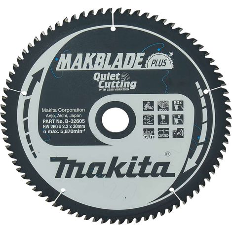 Makita - Hoja de sierra para madera 260x30 mm, 80 dientes B-32605
