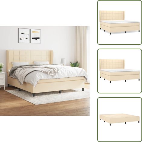 The Living Store Boxspringbett mit Matratze Creme 180x200 cm Stoff - Boxspringbett - Doppelbett - Cremefarbenes Bett - Bettenrahmen - Lattenrost