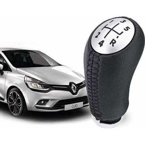 Pommeau de vitesse en cuir pour Renault Clio III – Levier 5 vitesses – Confort ergonomique – Installation rapide et facile (1/5)