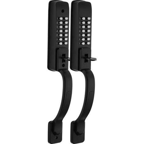 Mophorn Serratura meccanica a combinazione per porte con tastiera bifacciale, codice da 4-7 cifre con manico, serratura senza chiave per porte d'ingresso, giardino e cancello, colore nero (1/5)
