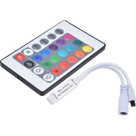 Télécommande IR 24 touches sans fil pour régulateur bandeau LED et éclairages monochromes, 3 canaux DC5-24V, avec mode mémoire (1/5)