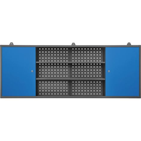 Armoire murale d’atelier LEO, 1600 x 600 x 200 mm, bleu anthracite (1/3)