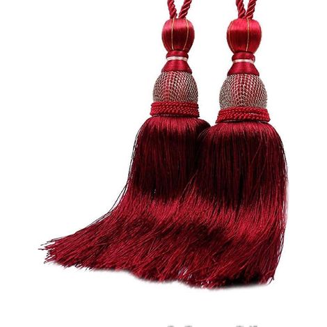 Lot de 2 pompons de rideaux, accessoires de suspension, voilages, rideaux de fenêtre, pompon unique, style funky et luxueux (1/5)
