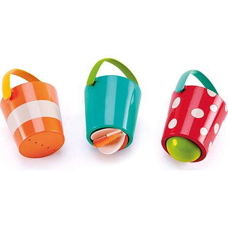 E0205 Ensemble de seaux colorés, jouet de bain trois pièces en forme de bateau à pédales pour tout-petits, multicolore