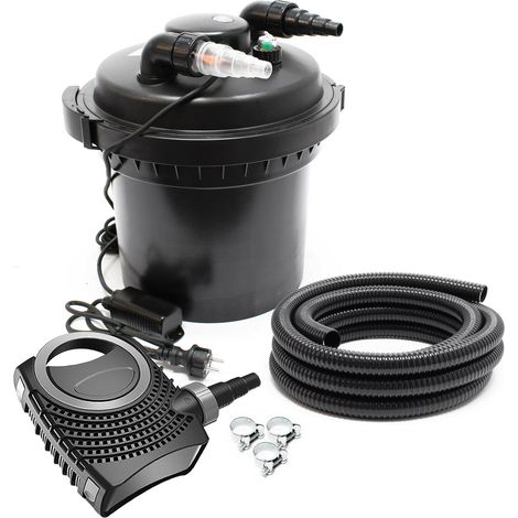 Kit set bassin 8000 litres 11 watts UVC pompe 3000 l/h tuyau 5 m kit de filtration (1/5)