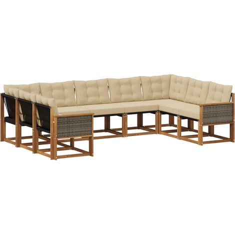 Outdoor Sofa Set with Cushion 9 pcs Natural and Beige vidaXL (1/5)