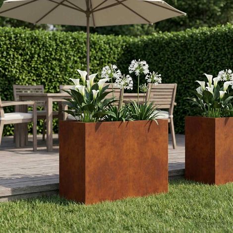 vidaXL Cache-pot de jardin Rouillé 80 x 40 x 60 cm Acier patiné (1/5)