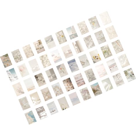 Pack de 50 stickers esthétiques paysages nature pour scrapbooking, journaling et décoration d'agenda - autocollants blancs pour carnet, planner et album (1/5)