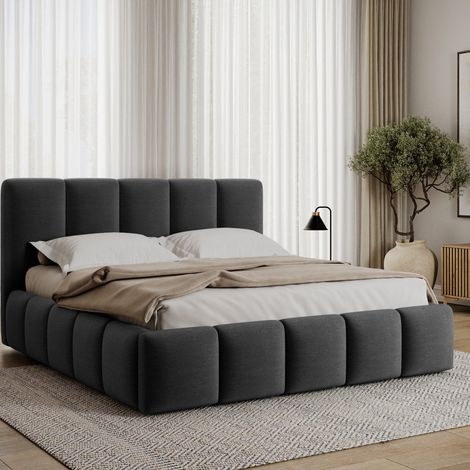 Letto contenitore 180x200 rete inclusa Klaus velluto grigio scuro (1/5)