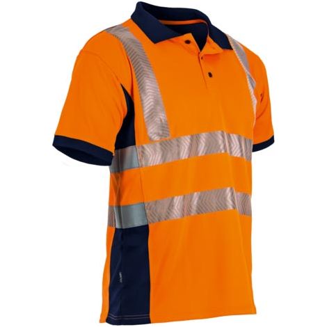 Polo haute visibilité bicolore manches courtes anti-UV LMA PREVOYANCE Orange / Marine M (1/3)